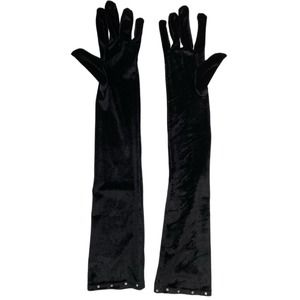 Stretch Velour Elbow Length Gloves Goth Cosplay Costume Size Small